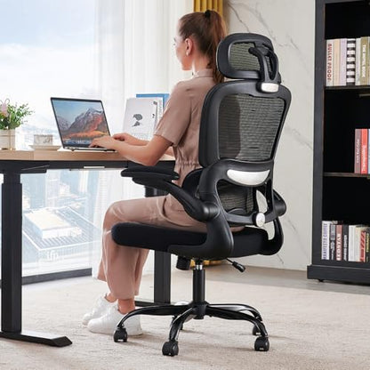 TRALT Office Chair Ergonomic Desk Chair, 330 LBS Home Mesh Office Desk Chairs with Wheels, Comfortable Gaming Chairs (1, Black) - color: Black