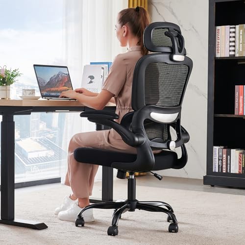 TRALT Office Chair Ergonomic Desk Chair, 330 LBS Home Mesh Office Desk Chairs with Wheels, Comfortable Gaming Chairs (1, Black) - color: Black