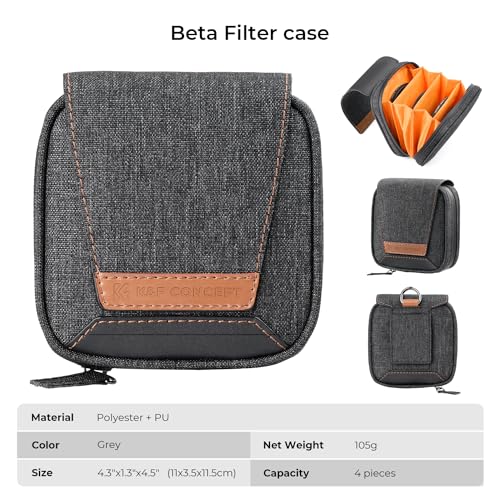 K&F CONCEPT 4 in 1 Basic Model Lens Filter Pouch Up to 95mm solar filter Pouch Case Camera Lens Filter Storage Wallet for ND UV CPL Filter Waterproof Filter Case