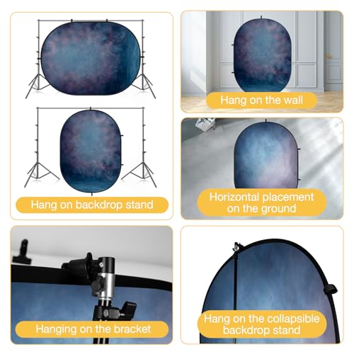 Kate Collapsible Backdrop Pop Up Backdrops Blue Portable Background for Portrait Headshot, Video, Live Stream, 5x6.5ft
