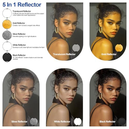 32''(80cm) Reflector Photography, Collapsible Light Reflector with Bag & tilt Adapter, 5 in 1 Handle Reflector for Studio & Outdoor Lighting -Photographer's Gift, No More Assistants Needed - style: Dual Handles