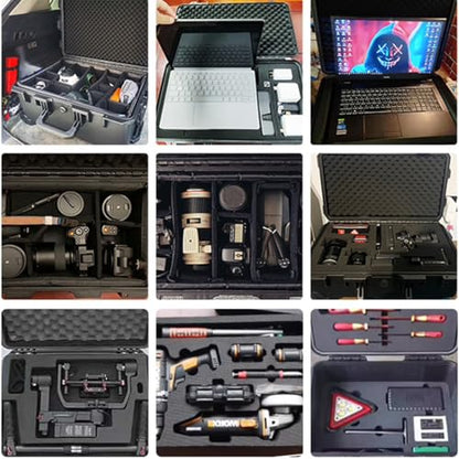 44"L x 16"W x 14"H Large Hard Case with Foam, Portable Rolling Hard Case with Wheels, Waterproof Shockproof Dustproof, Suitable for Cameras, Lenses, Camcorder, Instrument, Telescopes (Black)