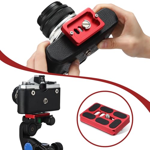Frienda 2 Pieces Metal Quick Release Plate with 1/4''-20 Camera Screw Tripod Mount Plate Fits Standard for DSLR Camera Tripod Ball Head(Pu60,Red) - color: Red, style: PU60