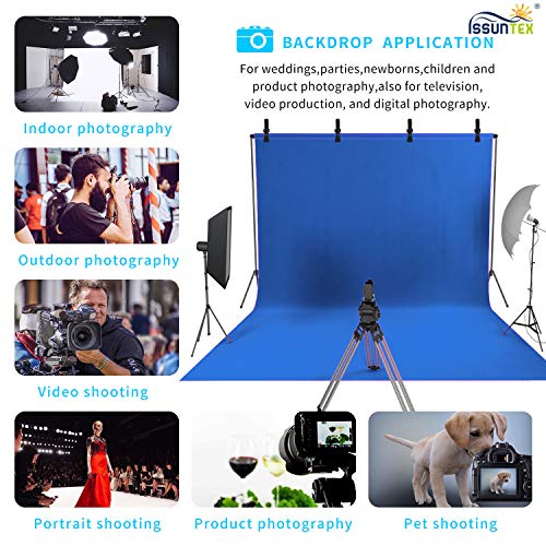 ISSUNTEX 9X15 ft Background Polester Backdrop, Photo Studio, Collapsible High Density Screen for Video Photography and Television-Blue - color: Blue