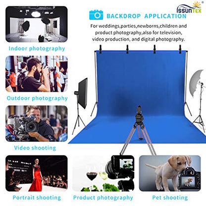 ISSUNTEX 9X15 ft Background Polester Backdrop, Photo Studio, Collapsible High Density Screen for Video Photography and Television-Blue - color: Blue