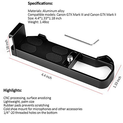 Easy Hood Camera Extension Base Plate for Canon G7X Mark III and Mark II | Aluminum Alloy Camera Plate,Video Shooting,Vlogging Accessories, Microphone Light Bracket with Cold Shoe Mount