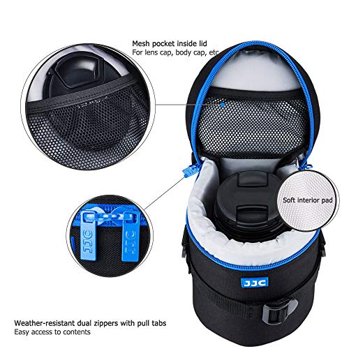 JJC Deluxe Lens Case Pouch Bag for Canon EF 24-70mm f2.8L USM/EF 50mm f1.2L USM/EF 85mm f1.2L II USM, Tamron SP 70-300mm f4-5.6 A005, Sigma APO DG 70-300mm f4-5.6 & More Lens below 3.9" x 6.5"(D x L) - size: XL Size