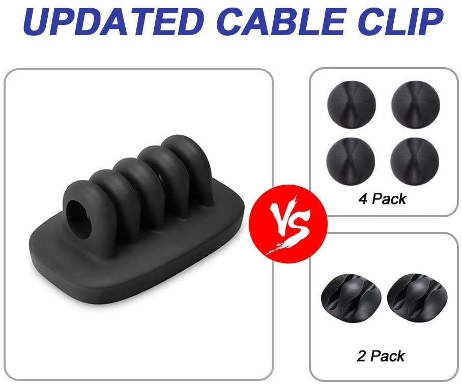 Monaco Cable Clip Holder Weighted Desktop Cord Management Fixture (Black)