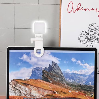 Webcam Mount for Monitor, Camera Mount Clamp Clip Ring Light Clip Adapter Replacement Zoom Light Clips-on Part Screen Display Top Fill Lights-Flash Holder for Phone Tripod Tablet Video Live Stream - color: white