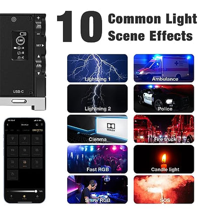 Pixel G1s RGB Video Light with APP Control, 12W 210 Minutes Rechargeable Battery LED Camera Light, 10 Common Lighting Effects, CRI≥97 2500-8500K LED Video Light with Aluminum Alloy Body