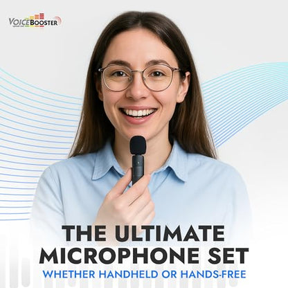 Voicebooster K35 Pro Wireless Lavalier Microphone, Plug & Play Clip on Lapel Mic - 3.5mm Plug for iPhone, Android, Voice Amplifier - Noise Cancelling Mini Microphone for Podcast, Interview & Vlogging