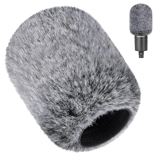 Pop Filter for Audio-Technica AT2020 Microphone，Mic Covers Foam with Furry Windscreen Muff Windshield Acoustic Recording Filter and Noise for AT2020USB AT2035 AT2040 AT2050 ATR2500 ATR2500X AT4040 - color: Furry Black+White