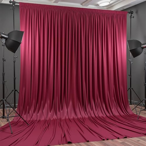 10x12 FT Burgundy Backdrop Curtain for Parties Wrinkle Free Photo Backdrop Curtains Polyester Wedding Back Drop Cloth Background for Birthday Photography Portraits Pet Photoshoot Prom Decoration - color: Burgundy, size: 5'(W) x 12'(H), 2 panels