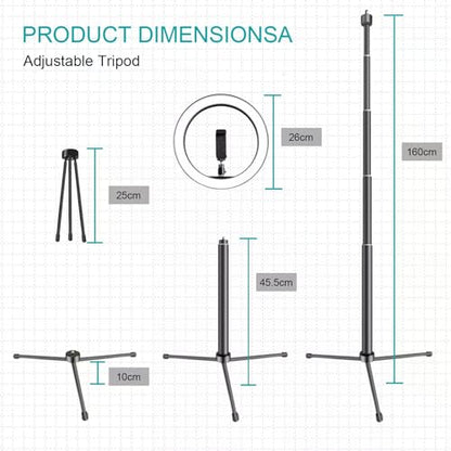10" Selfie Ring Light with 10" Stand and 60" Selfie Stick, 3 Color Light Adjustment Suitable for Phones and Cameras, Makeup/Live Streaming/Taking Photos