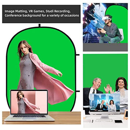 47.2x59.1inch/1.2x1.5m Chromakey Green Screen， Blue & Green 2 in 1 Double Sided Pop Up Collapsible Backdrop for Vlogging and Video Conferencing with Storage Bag - size: 47.2×59.1 inches