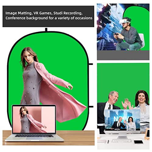 59.1x78.7inch/1.5x2.0mChromakey Green Screen， Blue & Green 2 in 1 Double Sided Pop Up Collapsible Backdrop for Vlogging and Video Conferencing with Carrying Bag - size: 59.1×78.7 inches