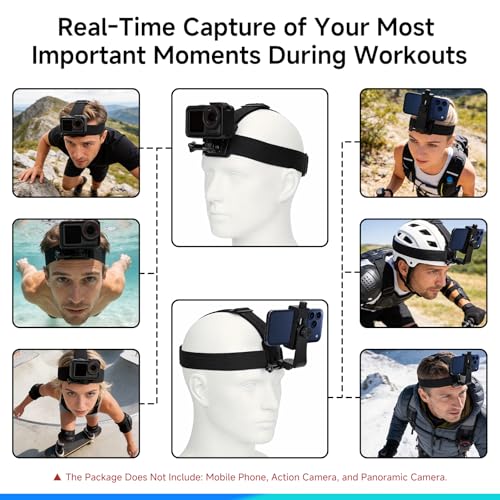 Mobile Phone Chest & Head Strap Mount Kit for POV VLOG, Hands-Free Body Holder Compatible with iPhone Samsung, GoPro Hero 9、8、7、6、5、4、3、2、1, DJI Osmo, AKASO, SJCAM, Insta360 Action Cameras