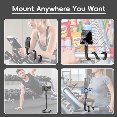 Magnetic Flexible Phone Mount Holder for iPhone and Action Camera, 20 Inch Long Arm Bendable Selfie Stick with 1/4 Screw Thread, Black Aluminum Alloy