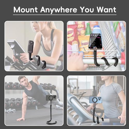 Magnetic Flexible Phone Mount Holder for iPhone and Action Camera, 20 Inch Long Arm Bendable Selfie Stick with 1/4 Screw Thread, Black Aluminum Alloy