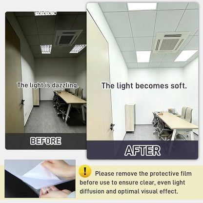 8 Pack Fluorescent Light Diffuser Panel for Drop Ceiling Light, 46.5" x 22.5" x 0.2" Replacement Ceiling Light Sheet Polycarbonate Fixture Panels for Classroom Office Home Hospital (White)