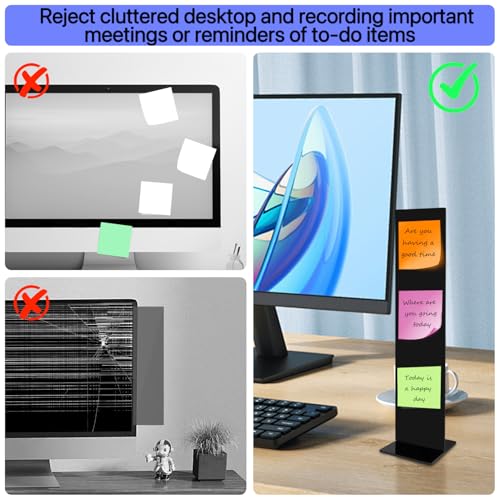 Detachable Acrylic Monitor Memo Board & Memo Message Board Holder by Computer Screen Sticky Note Stand Message Panel Reminder for Office Desk Accessories.2PCS Black - color: Black