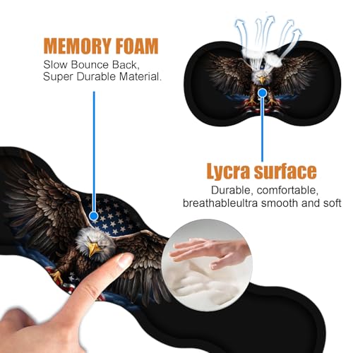 4 in 1 Ergonomic Keyboard Wrist Rest & Mouse Pad Wrist Rest Set, Large XXL Gaming Desk Mat 31.5"x 11.8" with Non-Slip Base, Memory Foam for Home Office Study Gaming, American Flag Bald Eagle - color: American Flag Bald Eagle