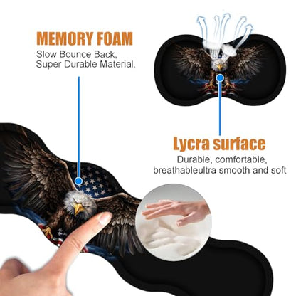4 in 1 Ergonomic Keyboard Wrist Rest & Mouse Pad Wrist Rest Set, Large XXL Gaming Desk Mat 31.5"x 11.8" with Non-Slip Base, Memory Foam for Home Office Study Gaming, American Flag Bald Eagle - color: American Flag Bald Eagle