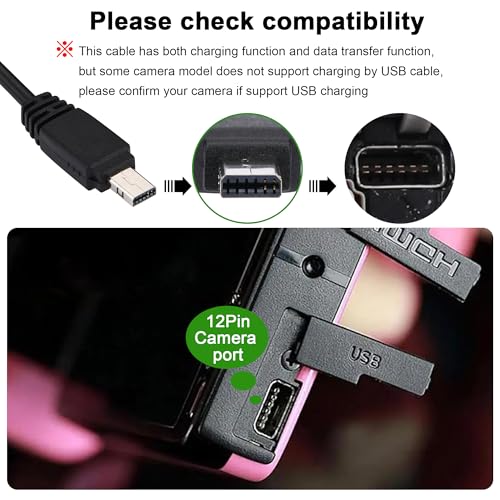 USB Cable Compatible with Casio Exilim Camera Charger, Compatible with Casio Exilim EX-Z77, Z75, Z29, Z80, Z90, H10, Z1080, ZR20, TR150, TR200, ZR1000, FC200S, FC300S, FC400S - style: For Casio-12 PIN