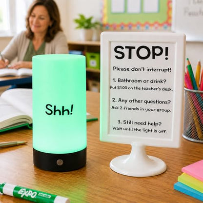 Retisee Classroom Management Tools for Teachers Quiet Classroom Light Interchangeable Desk Sign Teacher Management Kit Noise Control Behavior System Reduce Interruptions