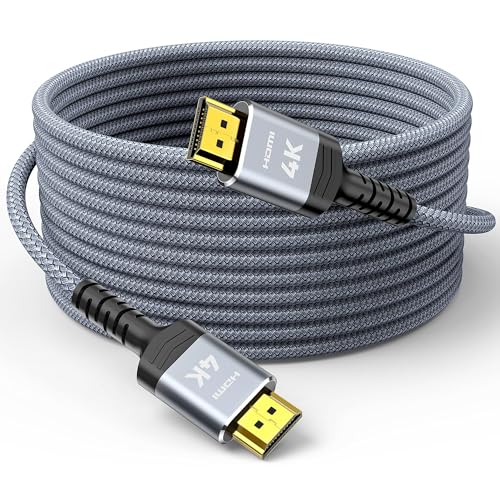 Highwings 4K Fiber Optic 65 FT HDMI Cable, 18Gbps Braided HDMI Cord, 4K HDR, HDR10, HDCP 2.2, ARC, Compatible with TV/HDTV/PS5/Blu-ray - color: Grey, size: 65 feet