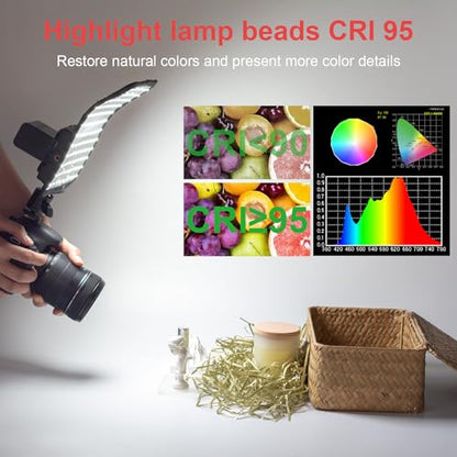 Fomito Foldable Flexible LED Video Light Panel, Dimmable On-Camera Soft Lighting,5600K CRI95, Splash-Proof for Studio Photography, Video Recording, Live Streaming, RX-8Ts Kit - size: 5600K