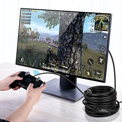 50FT USB 3.0 Active Extension Cable, USB Extension Cord A/M to A/F (15M) for USB HUB,Webcam,Xbox,Oculus Quest 2/3 VR,PS4,Printer,External Hard Disk - size: 50FT