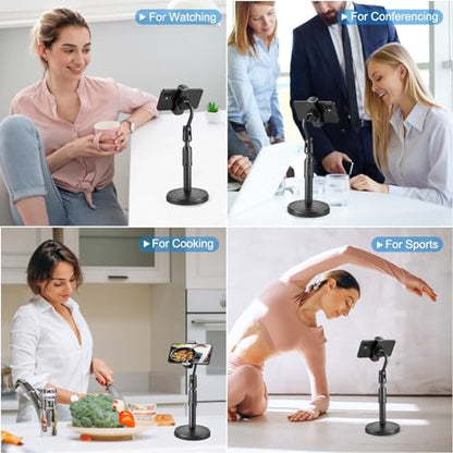 Cell Phone Holder, Height and Angle Adjustable Cell Phone Holder, Universal Holder for Leisure, Business, Office, Home, Compatible with 3.5-6.7 Inch Devices, (Black)