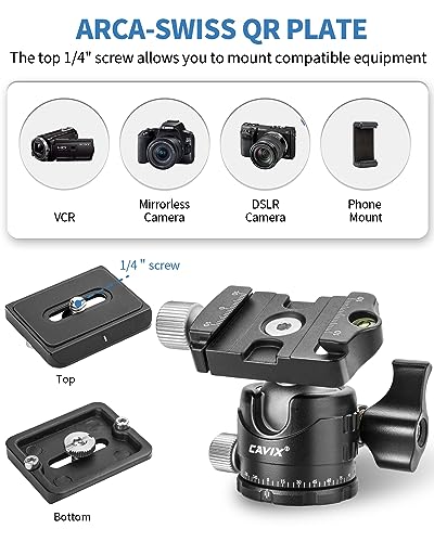 Low Profile Ball Head, CAVIX H-29S Camera Tripod Head Metal Ball Head with Arca Swiss Quick Release Plate Bubble Level Load Capacity 22 Lbs/10kg… - size: Ball Dia. 29mm
