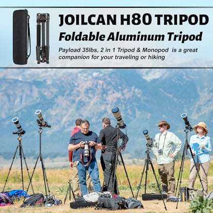 JOILCAN Tripod for Camera, 81" Aluminum Camera Tripod Monopod for DSLR, Heavy Duty Travel Tripods for Spotting Scope Binoculars Laser Level, Payload 35Lb - color: Rose