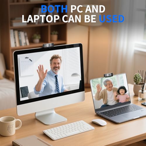 4K Webcam with Microphone, 24MP Ultra HD Web Cam for Desktop Computer, Streaming Camera for PC with Auto Light Correction & Wide Angle, Plug and Play USB Computer Camera for Laptop/Mac/Zoom/Teams - style: K1-4K