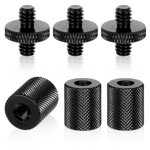 6 Pack 1/4" to 1/4" Threaded Tripod Screw Adapter, Double Sided Standard Mounting Thread Converter Monopod Shoulder Rig Tripod Screw Adapter Female Adapters Set for Camera Cage Mount Light Stand