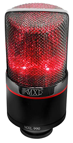 MXL 990 Condenser Microphone for Podcasting, Singing, Home Studio Recording, Gaming & Streaming | Red LED lights | XLR | Large Diaphragm (Blaze) - style: BLAZE