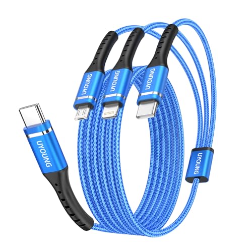 Long USB C Multi Charging Cable 10FT 2Pack, 3 in 1 Charging Cable Braided Universal Charger, Multiple Charger Cord with Type C, Micro USB and Lightning Ports for iPhone 17/16/15/Cell Phones and More - color: Blue, size: 10FT, style: USB C to Multiple Conn
