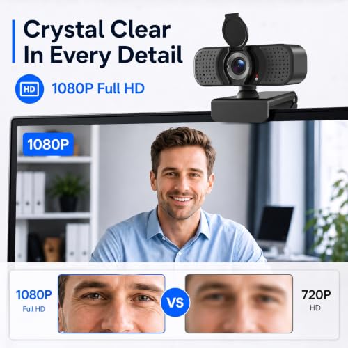 4K UHD Webcam with PDAF Autofocus, Dual Mics, Privacy Cover and Tripod | 87° view, auto white balance, low-light correction, 360° rotation and plug-and-play USB-A for work, meetings and streaming