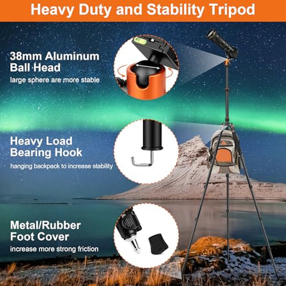 JOILCAN Tripod for Camera, 81" Aluminum Camera Tripod Stand, 83" DSLR Tripods & Monopods, Heavy Duty Travel Tripod for Binoculars Spotting Scope Telescope, Max Load 35lb - color: Orange