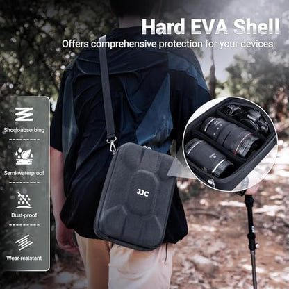 JJC Hard Camera Case for Canon EOS Rebel T7 R5 R6 Mark III II R8 Sony A7 V A7 IV A7 III A7R V Nikon Z5 Z6 II Z7 II Z8 with Lenses, Waterproof Camera Carrying Case with Two Drivers & Shoulder Strap