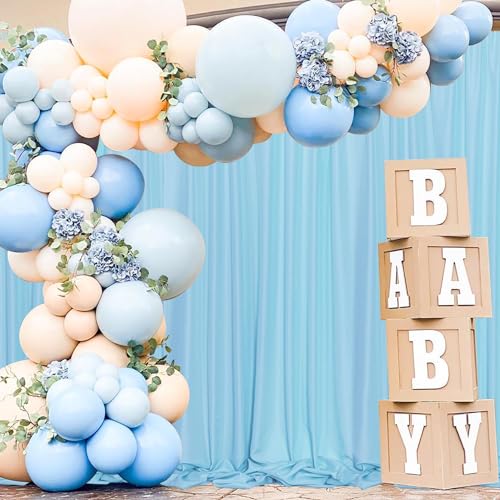 MEETSKY 10x 8 Baby Blue Backdrop Curtain for Baby Shower Parties Rod Pocket Light Blue Curtains Backdrop Drapes Fabric Decoration for Birthday Party Photography 5ft x 10ft,2 Panels - color: Light Blue, size: 60"W x 96"L (Pack of 2)