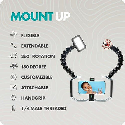 Movo UWA-8 Articulating Camera Rig Extension Mount - Flexible Extension Arm with Dual ¼” Mounting Screws for Camera Cages and Rigs - Mounting Camera Attachment Arm