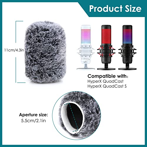 YOUSHARES QuadCast Microphone Windscreen, Furry Wind Cover Microphone Wind Shield Compatible with HyperX QuadCast Mic and HyperX QuadCast S microfono for Filter Ambient and Breathing Winds