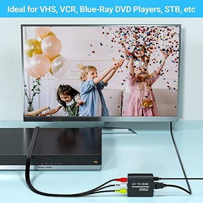 GINGIN AV to HDMI Converter, AV to HDMI Adapter Support 720p/1080p for PS1/PS2/PS3/Xbox 360/WII/N64/SNES/STB/VHS/VCR/Blue-Ray DVD Players - style: Converter (Single)