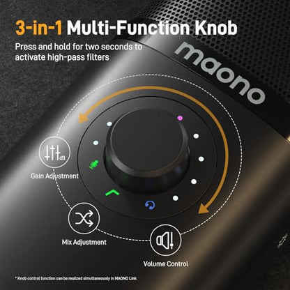 MAONO USB Condenser Microphone-Studio Mic with Shock Mount, Boom Arm, Software, Mute, Gain Knob, Volume Control for Streaming, Recording, Singing, Podcasting, Content Creation, Audiobooks-PM450