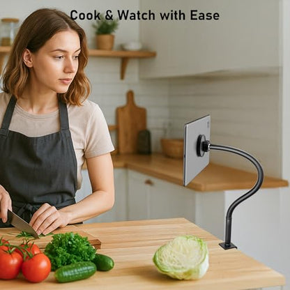 Magnetic Gooseneck Tablet Holder, iPad Desk Clamp Mount for Bed & Desk | 360 Degree Adjustable Arm, Compatible with MagSafe, Fits 4.7-13.5" Devices, Phone, iPad Pro/Air/Mini, Kindle Fire, Galaxy Tab