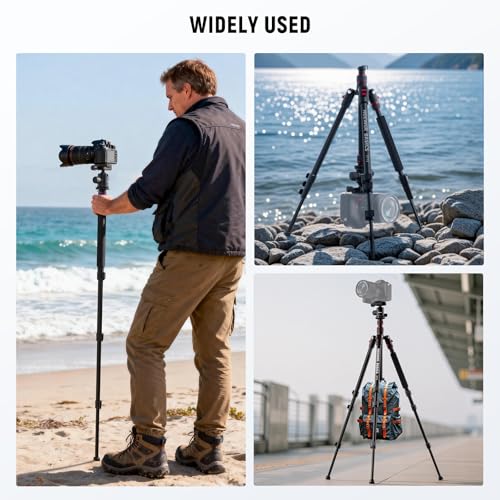NEEWER Basics TP15 Camera Tripod Monopod, 68" Metal Heavy Duty Portable Travel DSLR Cell Phone Stand with Cellphone Holder Mount Compatible with iPhone Filming Video Recording, Ball Head Not Included - style: TP15