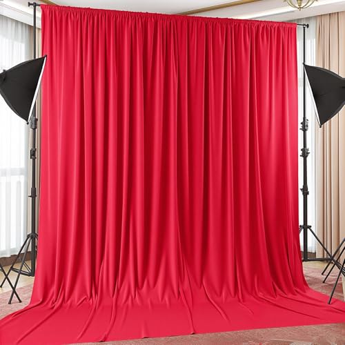 10x12 FT Red Backdrop Curtain for Parties Wrinkle Free Photo Backdrop Curtains Polyester Wedding Back Drop Cloth Background for Christmas Birthday Photography Portraits Pet Photoshoot Prom Decoration - color: Red, size: 5'(W) x 12'(H), 2 panels